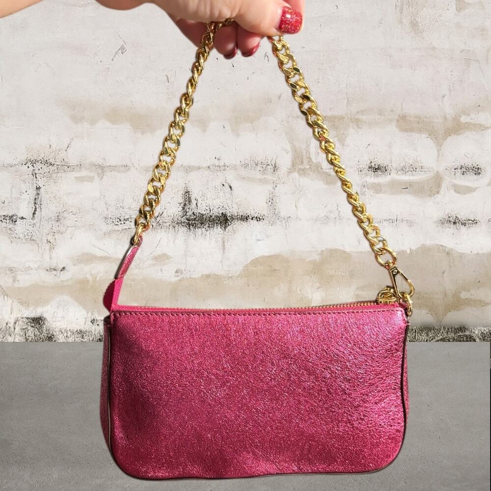 Michael Kors Jet Set Fuchsia Metallic Handbag - Picture 4 of 7